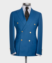 Load image into Gallery viewer, Blue Double-Breasted Gold Button Suit