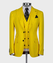 Load image into Gallery viewer, Yellow Striped Vest Suit