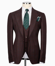 Load image into Gallery viewer, Brown Plaid Three Piece Suit