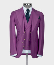 Load image into Gallery viewer, Fuchsia Gold Button Classic Suit