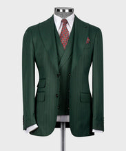 Load image into Gallery viewer, Green Striped Classic Vest Suit