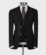 Load image into Gallery viewer, Striped Balck & White Classic Vest Suit