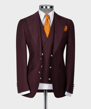 Load image into Gallery viewer, Burgundy Classic Vest Suit