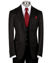 Load image into Gallery viewer, Black Classic Vest Suit With Red Stripes
