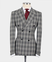 Load image into Gallery viewer, Gray Plaid Double Breasted Suit