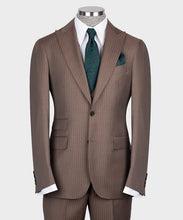 Load image into Gallery viewer, Light Brown Striped Classic Vest Suit