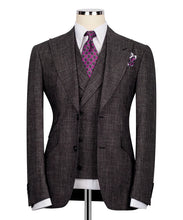 Load image into Gallery viewer, Brown Plaid Three Piece Suit