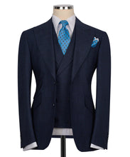 Load image into Gallery viewer, Navy Plaid Three Piece Suit