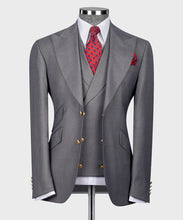 Load image into Gallery viewer, Grey Classic Vest Suit with Gold Button