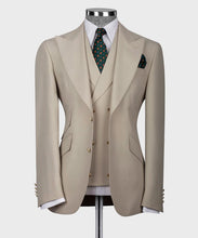 Load image into Gallery viewer, Cream Classic Vest Suit With Gold Buttons