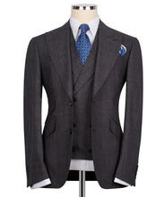 Load image into Gallery viewer, Brown-Grey Plaid Three Piece Suit