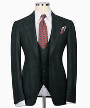 Load image into Gallery viewer, Dark Green Plaid Three Piece Suit