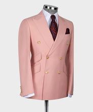 Load image into Gallery viewer, Baby Pink Double Breasted Gold Button Suit