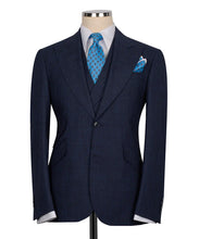 Load image into Gallery viewer, Navy Plaid Three Piece Suit