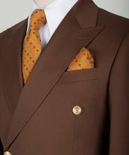 Load image into Gallery viewer, Gold Six Button Brown Double-Breasted Suit