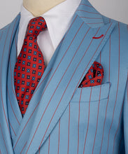 Load image into Gallery viewer, Blue-Red Striped Classic Vest Suit