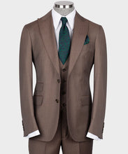 Load image into Gallery viewer, Light Brown Striped Classic Vest Suit