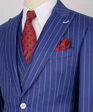 Load image into Gallery viewer, Striped Blue Classic Vest Suit