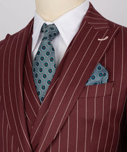 Load image into Gallery viewer, Burgundy Striped Classic Vest Suit