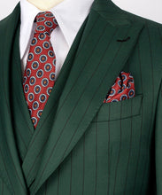 Load image into Gallery viewer, Green Striped Classic Vest Suit
