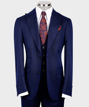 Load image into Gallery viewer, Navy Striped Classic Vest Suit