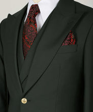 Load image into Gallery viewer, Dark Green Classic Vest Suit with Gold Button