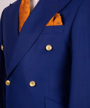 Load image into Gallery viewer, Dark Blue Double-Breasted Suit with Gold Buttons