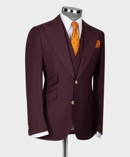 Load image into Gallery viewer, Burgundy Classic Vest Suit