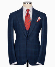 Load image into Gallery viewer, Dark Blue  Plaid Three Piece Suit