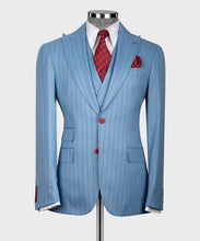Load image into Gallery viewer, Blue-Red Striped Classic Vest Suit