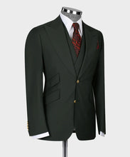 Load image into Gallery viewer, Dark Green Classic Vest Suit with Gold Button