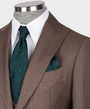 Load image into Gallery viewer, Light Brown Striped Classic Vest Suit