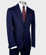Load image into Gallery viewer, Navy Striped Classic Vest Suit
