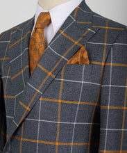 Load image into Gallery viewer, Grey, Yellow Checkered Double-Breasted Classic Suit