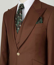 Load image into Gallery viewer, Brown Classic Vest Suit with Gold Button