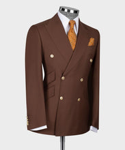 Load image into Gallery viewer, Gold Six Button Brown Double-Breasted Suit