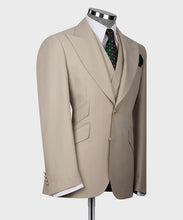 Load image into Gallery viewer, Cream Classic Vest Suit With Gold Buttons