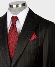 Load image into Gallery viewer, Black Classic Vest Suit With Red Stripes