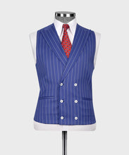 Load image into Gallery viewer, Striped Blue Classic Vest Suit