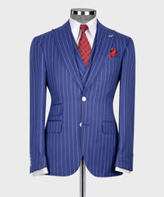 Load image into Gallery viewer, Striped Blue Classic Vest Suit