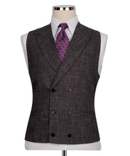 Load image into Gallery viewer, Brown Plaid Three Piece Suit