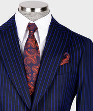 Load image into Gallery viewer, Navy Striped Classic Vest Suit