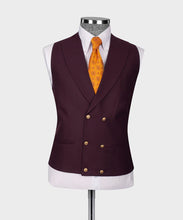 Load image into Gallery viewer, Burgundy Classic Vest Suit