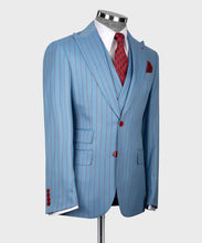 Load image into Gallery viewer, Blue-Red Striped Classic Vest Suit