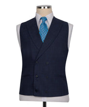 Load image into Gallery viewer, Navy Plaid Three Piece Suit