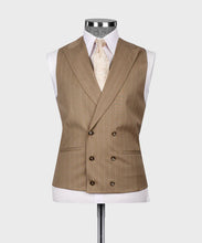 Load image into Gallery viewer, Light-Brown Striped Classic Vest Suit