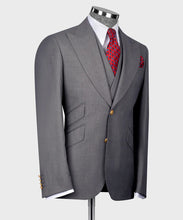Load image into Gallery viewer, Grey Classic Vest Suit with Gold Button