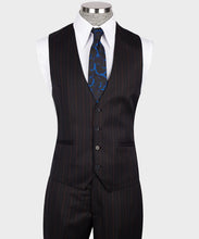 Load image into Gallery viewer, Black, Red Striped Classic vest Suit