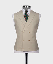 Load image into Gallery viewer, Cream Classic Vest Suit With Gold Buttons
