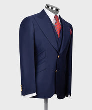 Load image into Gallery viewer, Navy Classic Vest Suit With Gold Buttons